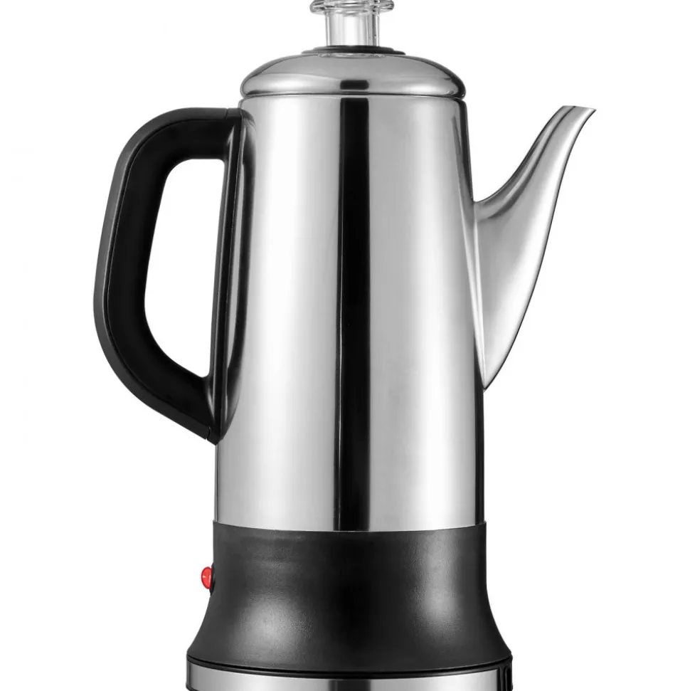 VEVOR 12-Cup Electric Percolator Coffee Pot, 304 Stainless Steel Coffee Percolator with Keep Warm Function & Heat-Resistant Handle, Classic Coffee Maker, Quick Brew & Easy-Pour Spout, Silver