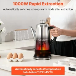 VEVOR 12-Cup Electric Percolator Coffee Pot, 304 Stainless Steel Coffee Percolator with Keep Warm Function & Heat-Resistant Handle, Classic Coffee Maker, Quick Brew & Easy-Pour Spout, Silver