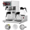 VEVOR 12 Cups Commercial Drip Coffee Maker, Coffee Maker Machine with 3 Glass Carafes and 3 Warmer Plates, Stainless Steel Pour Over Coffee Brewer for Restaurant, Office, Cafe