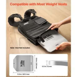 VEVOR Curved Weight Vest Plates, 14.5 LB Pairs, Premium Steel Tactical Weighted Plates for Vest, Ergonomic Design, for Strength Endurance Training, Running, Jogging, Fitness, Heavy Workouts