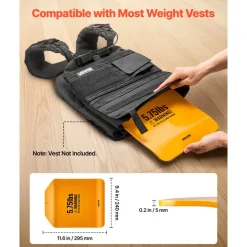 VEVOR Curved Weight Vest Plates, 5.75 LB Pairs, Premium Steel Tactical Weighted Plates for Vest, Ergonomic Design, for Strength Endurance Training, Running, Jogging, Fitness, Heavy Workouts