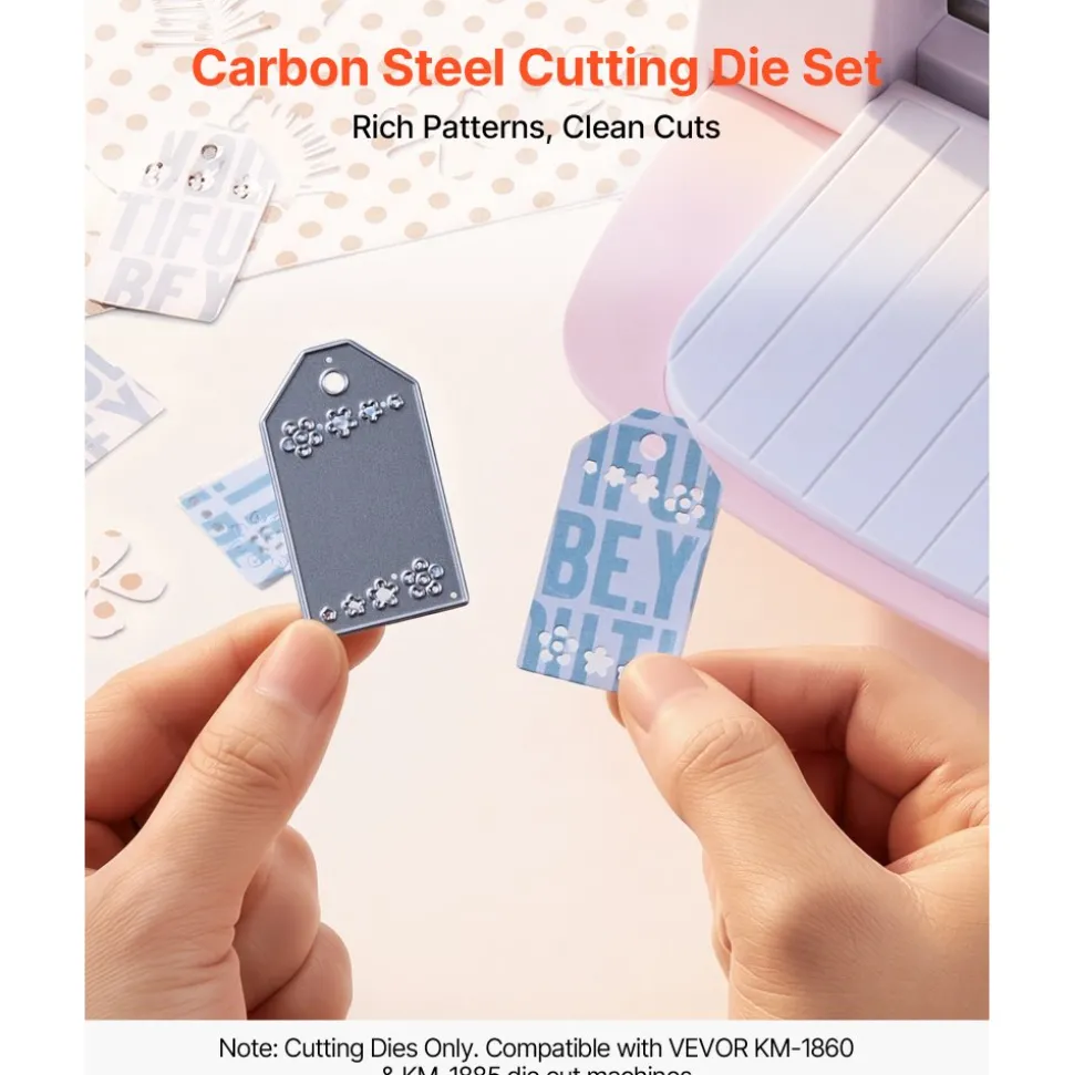 VEVOR Cutting Dies, 10 Pieces Metal Die Cuts, Compatible with VEVOR Die Cutting and Embossing Machine, Letters, Numbers, Tree Patterns, Cut Dies for Scrapbooking, Card Making, DIY Paper Crafting