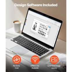 VEVOR Cutting Machine, Automatic Edge Detection Vinyl Cutter Machine with Design Software and Materials, Compatible with Multiple File Formats, for Creating Customized DIY Crafts, Cards, Stickers
