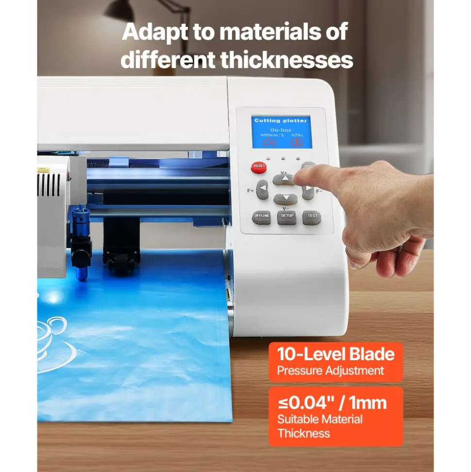 VEVOR Cutting Machine, Automatic Edge Detection Vinyl Cutter Machine with Design Software and Materials, Compatible with Multiple File Formats, for Creating Customized DIY Crafts, Cards, Stickers