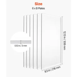 VEVOR Cutting Plates, 6 Pcs, 12.13 x 8.5 x 0.12 in, Clear Polycarbonate Material, Die Cut Pads Compatible with VEVOR Die Cutting and Embossing Machine KM-1885, for Scrapbooking and Card Making