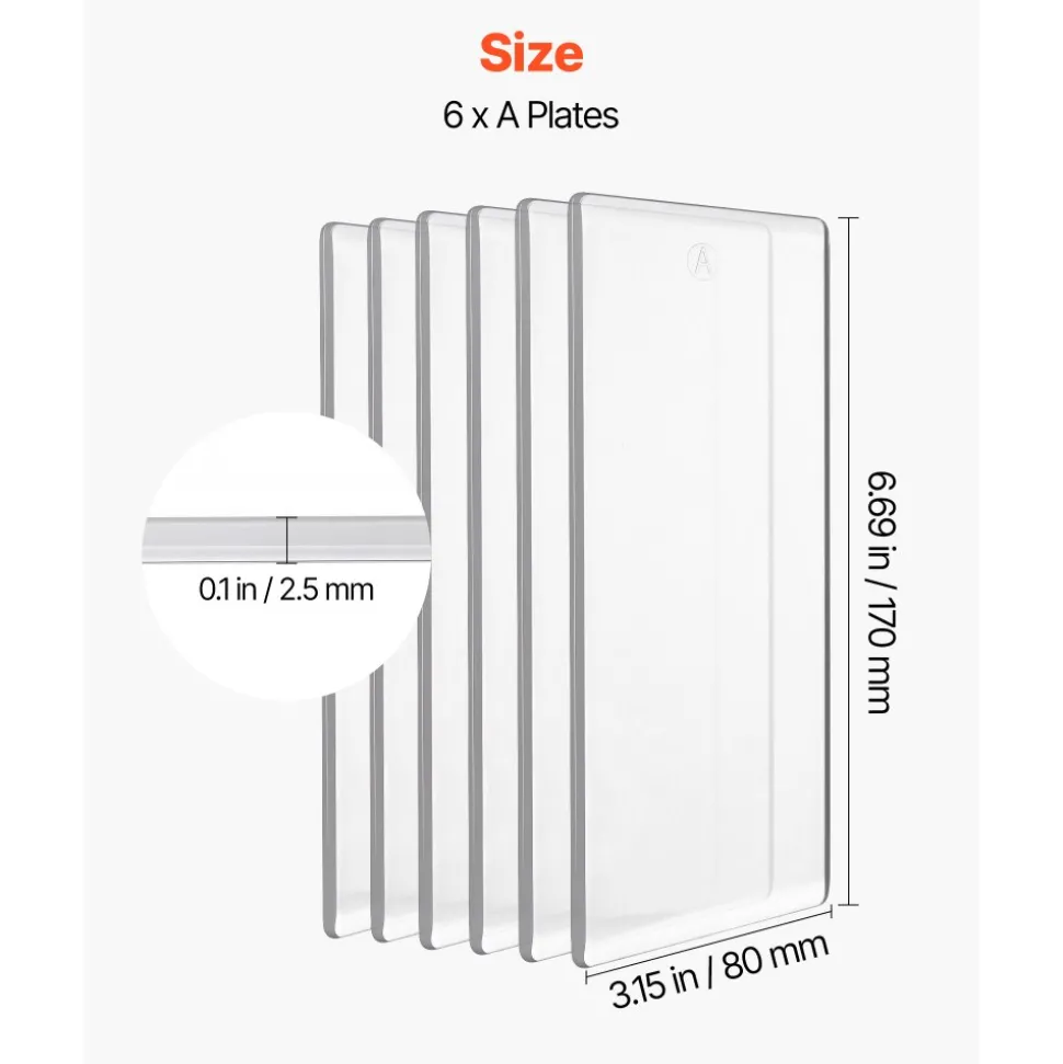 VEVOR Cutting Plates, 6 Pcs, 6.69 x 3.15 x 0.1 in, Clear Polycarbonate Material, Die Cut Pads Compatible with VEVOR Die Cutting and Embossing Machine KM-1830, for Scrapbooking and Card Making