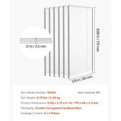 VEVOR Cutting Plates, 6 Pcs, 6.69 x 3.15 x 0.1 in, Clear Polycarbonate Material, Die Cut Pads Compatible with VEVOR Die Cutting and Embossing Machine KM-1830, for Scrapbooking and Card Making