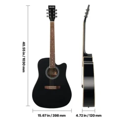 VEVOR Cutway Acoustic Guitar, 41 in, 6-String Black Solid Spruce Top Guitar, Beginner Bundle with Gig Bag, Tuner, Strap, Strings, Picks, Capo, Rosewood Fingerboard, for Adult Fingerstyle Solo Jazz