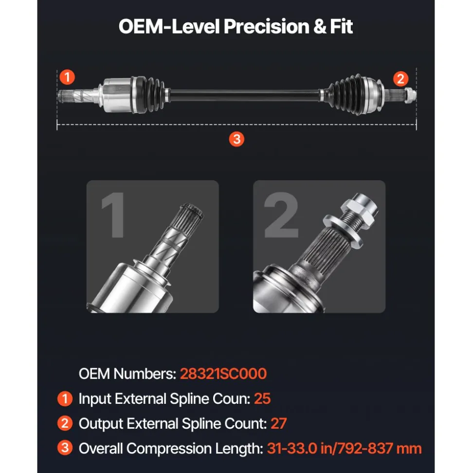 VEVOR CV Axle Shaft Assembly, 2 Pieces Front Left & Right (Driver and Passenger Side), Automotive Replacement Joint Axles Pair Compatible with 2009-2017 Chevrolet Traverse, Alloy Steel & Carbon Steel
