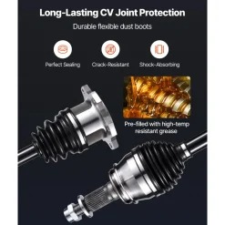 VEVOR CV Axle Shaft Assembly, 2 Pieces Front Left & Right (Driver and Passenger Side), Automotive Replacement CV Axles Pair Compatible with 2007-2020 Cadillac Escalade, Alloy Steel & Carbon Steel