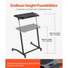VEVOR Cycling Desk, Mobile Foldable Multi-Functional Bike Trainer & Treadmill Desk with Lockable Wheels, Non-Slip Multi-Slot Bike Trainer Fitness Desk with Handle Bar, Fit for Home Office Exercise