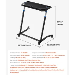 VEVOR Cycling Desk, Mobile Foldable Multi-Functional Bike Trainer & Treadmill Desk with Lockable Wheels, Non-Slip Multi-Slot Bike Trainer Fitness Desk with Handle Bar, Fit for Home Office Exercise
