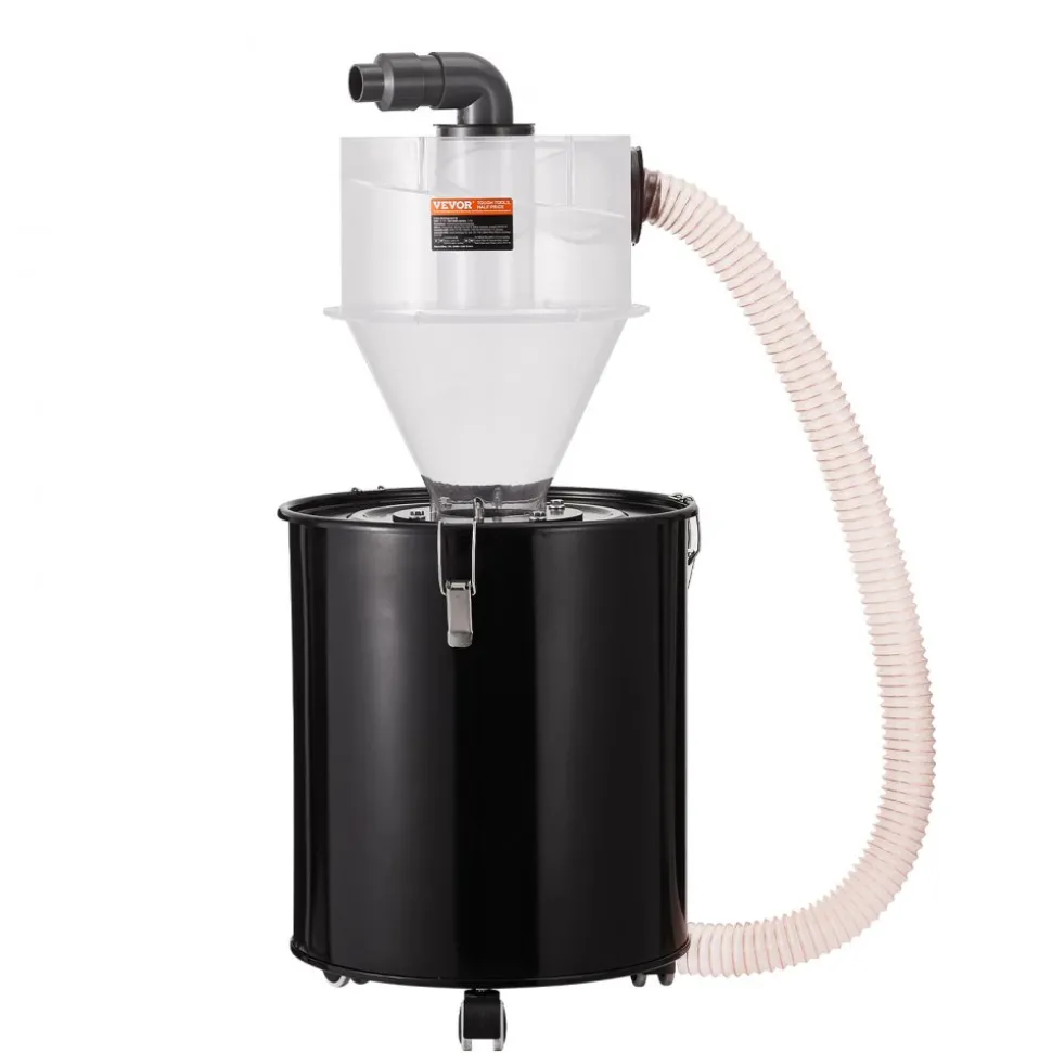 VEVOR Cyclone Dust Separator with Metal Tank, 4" Retrofit Cyclone Separator for Dust Collectors, ABS Dust Deputy With 2" Hole O.D. Connector & Hose for Wet/Dry Shop Vacuums, Fits 13.21 Gallon Tank