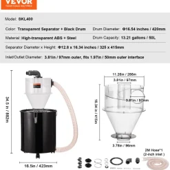 VEVOR Cyclone Dust Separator with Metal Tank, 4