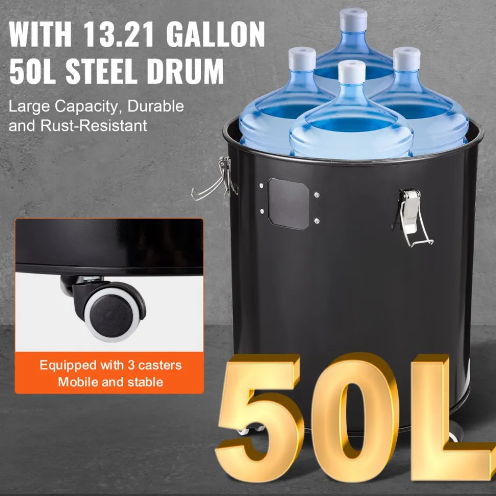 VEVOR Cyclone Dust Separator with Metal Tank, 4" Retrofit Cyclone Separator for Dust Collectors, ABS Dust Deputy With 2" Hole O.D. Connector & Hose for Wet/Dry Shop Vacuums, Fits 13.21 Gallon Tank
