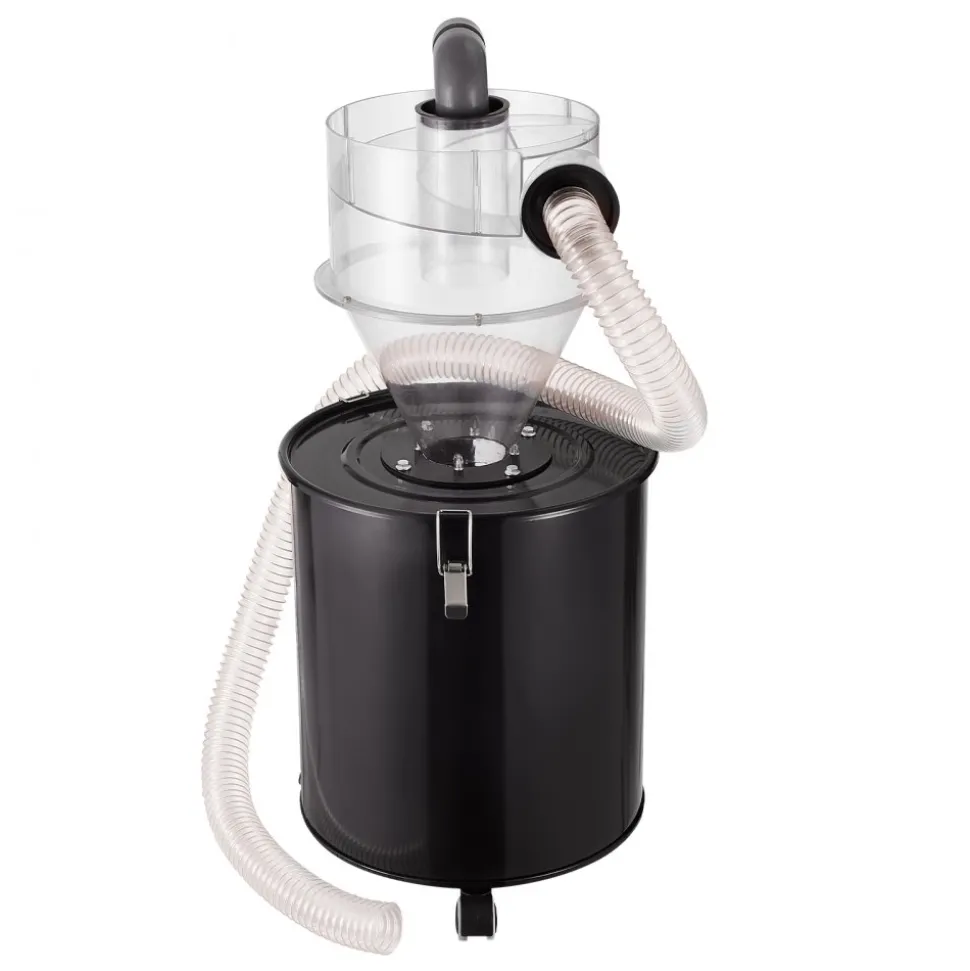 VEVOR Cyclone Dust Separator with Metal Tank, 4" Retrofit Cyclone Separator for Dust Collectors, ABS Dust Deputy With 2" Hole O.D. Connector & Hose for Wet/Dry Shop Vacuums, Fits 13.21 Gallon Tank