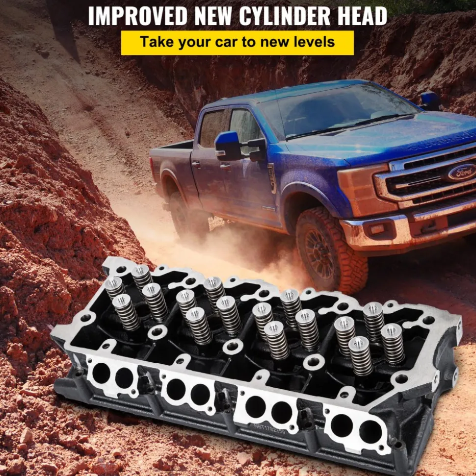 VEVOR Cylinder Head Assembled, Engine Cylinder Head Assembly Replacement 6.4L, Cast Iron Cylinder Head Fit for 08-10 Ford F250 F350 F450 F550