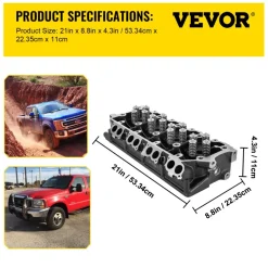 VEVOR Cylinder Head Assembled, Engine Cylinder Head Assembly Replacement 6.4L, Cast Iron Cylinder Head Fit for 08-10 Ford F250 F350 F450 F550
