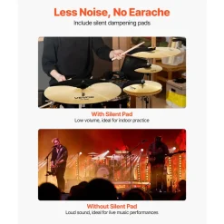 VEVOR Cymbal Pack, 4 Pieces Cymbals for Drum Set, Alloy Cymbals Drum Set Includes 14-inch Hi-Hats, 16-inch Crash, 18-inch Crash, 20-inch Ride, Drumsticks & Cymbal Bag, Alloy Cymbal Pack for Drummer