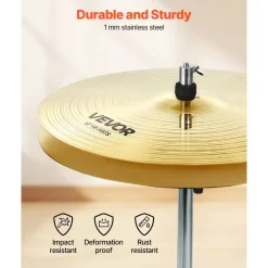 VEVOR Cymbal Pack, 4 Pieces Cymbals for Drum Set, Alloy Cymbals Drum Set Includes 14-inch Hi-Hats, 16-inch Crash, 18-inch Crash, 20-inch Ride, Drumsticks & Cymbal Bag, Alloy Cymbal Pack for Drummer