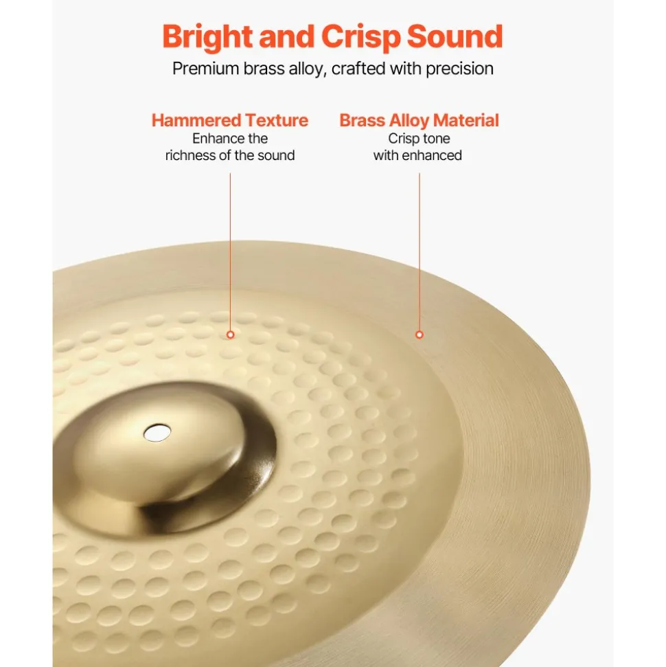 VEVOR Cymbal Pack, 4 Pieces Cymbals for Drum Set, Alloy Cymbals Drum Set Includes 14-inch Hi-Hats, 16-inch Crash, 20-inch Ride, 10-inch Splash, Drumsticks & Cymbal Bag, Alloy Cymbal Pack for Drummer