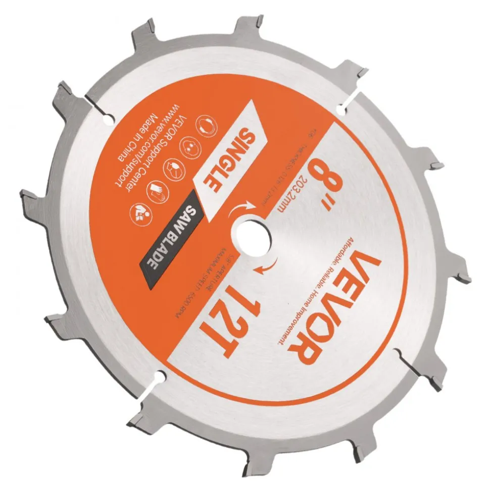 VEVOR Dado Blade Set, 8 inch Diameter, 12 Sharp Alloy Teeth, 5/8 inch Arbor, Fine Finish, Stacking Dado Blades with Chippers and Shims, Noise-Reducing Heat Vents, for Cutting Plywood, OSB, Hardwood