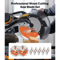 VEVOR Dado Blade Set, 8 inch Diameter, 12 Sharp Alloy Teeth, 5/8 inch Arbor, Fine Finish, Stacking Dado Blades with Chippers and Shims, Noise-Reducing Heat Vents, for Cutting Plywood, OSB, Hardwood