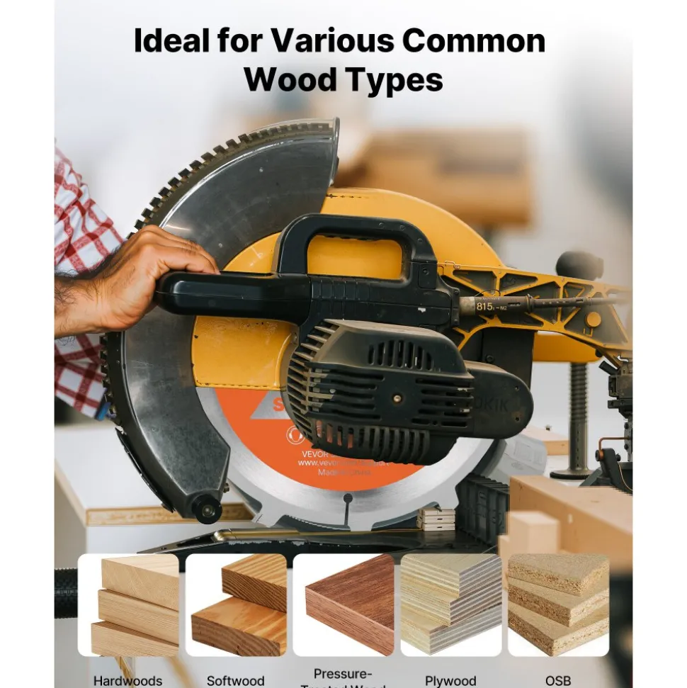 VEVOR Dado Blade Set, 8 inch Diameter, 12 Sharp Alloy Teeth, 5/8 inch Arbor, Fine Finish, Stacking Dado Blades with Chippers and Shims, Noise-Reducing Heat Vents, for Cutting Plywood, OSB, Hardwood