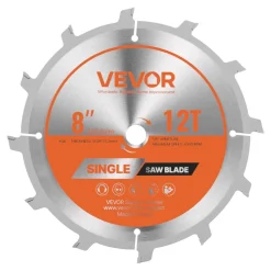 VEVOR Dado Blade Set, 8 inch Diameter, 12 Sharp Alloy Teeth, 5/8 inch Arbor, Fine Finish, Stacking Dado Blades with Chippers and Shims, Noise-Reducing Heat Vents, for Cutting Plywood, OSB, Hardwood