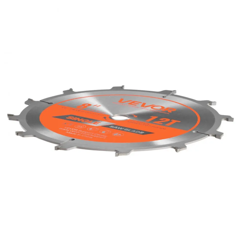 VEVOR Dado Blade Set, 8 inch Diameter, 12 Sharp Alloy Teeth, 5/8 inch Arbor, Fine Finish, Stacking Dado Blades with Chippers and Shims, Noise-Reducing Heat Vents, for Cutting Plywood, OSB, Hardwood