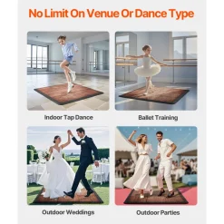VEVOR Dance Floor Tiles, 12.4 x 12.4 in 25 Piece Interlocking Dance Flooring, Portable Dance Practice Floor with Cushioned Base  (Oak Wood Grain, 25 sq. ft/Box )