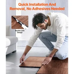 VEVOR Dance Floor Tiles, 12.4 x 12.4 in 25 Piece Interlocking Dance Flooring, Portable Dance Practice Floor with Cushioned Base  (Oak Wood Grain, 25 sq. ft/Box )