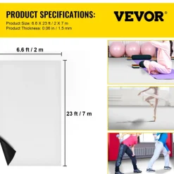 VEVOR Dance Floor, 6.6x11.8ft Dance Floor Roll, 0.06in Thick PVC Vinyl Dance Floor, Black/Grey Reversible Portable Dance Floor, Non-Slip Dance Flooring, Ballet Dance Floor for Jazz, Pop, Lyrical Style