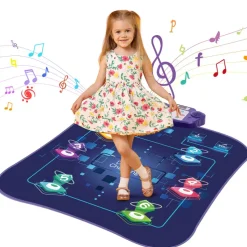 VEVOR Dance Mat, 6-Button Dance Mixer Rhythm Step Play Mat, Electronic Dance Pad with Wireless Bluetooth, LED Lights, 5 Game Modes, Adjustable Volume, Built-in Music, Toys Gifts for 3+ Year Old Girls
