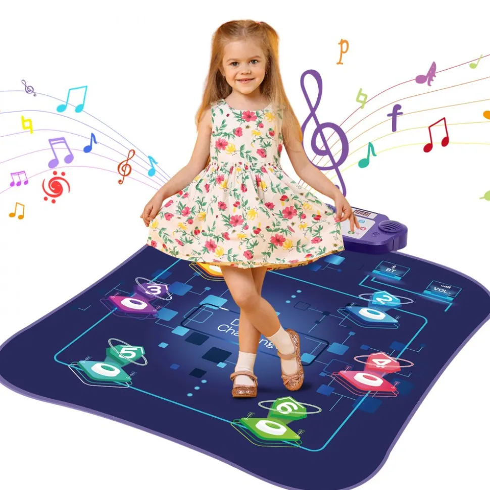 VEVOR Dance Mat, 6-Button Dance Mixer Rhythm Step Play Mat, Electronic Dance Pad with Wireless Bluetooth, LED Lights, 5 Game Modes, Adjustable Volume, Built-in Music, Toys Gifts for 3+ Year Old Girls