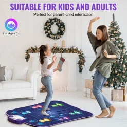 VEVOR Dance Mat, 6-Button Dance Mixer Rhythm Step Play Mat, Electronic Dance Pad with Wireless Bluetooth, LED Lights, 5 Game Modes, Adjustable Volume, Built-in Music, Toys Gifts for 3+ Year Old Girls