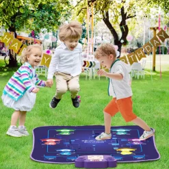 VEVOR Dance Mat, 6-Button Dance Mixer Rhythm Step Play Mat, Electronic Dance Pad with Wireless Bluetooth, LED Lights, 5 Game Modes, Adjustable Volume, Built-in Music, Toys Gifts for 3+ Year Old Girls