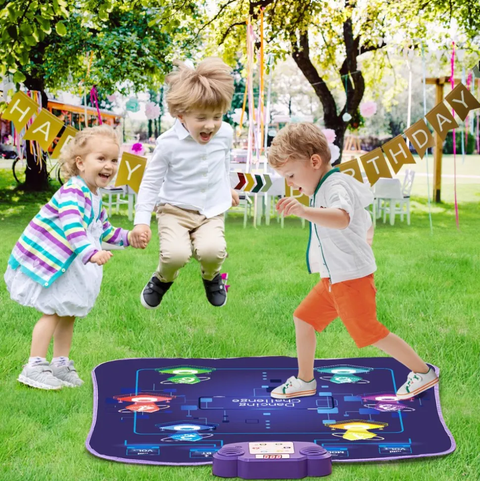 VEVOR Dance Mat, 6-Button Dance Mixer Rhythm Step Play Mat, Electronic Dance Pad with Wireless Bluetooth, LED Lights, 5 Game Modes, Adjustable Volume, Built-in Music, Toys Gifts for 3+ Year Old Girls