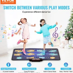 VEVOR Dance Mat, 8-Button Dance Mixer Rhythm Step Play Mat, Electronic Dance Pad with Single/Two Player Modes, Adjustable Volume, Built-in Music, 8 Challenge Levels, Toys Gifts for 3+ Year Old Girls
