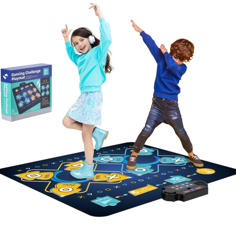 VEVOR Dance Mat, 8-Button Dance Mixer Rhythm Step Play Mat, Electronic Dance Pad with Single/Two Player Modes, Adjustable Volume, Built-in Music, 8 Challenge Levels, Toys Gifts for 3+ Year Old Girls
