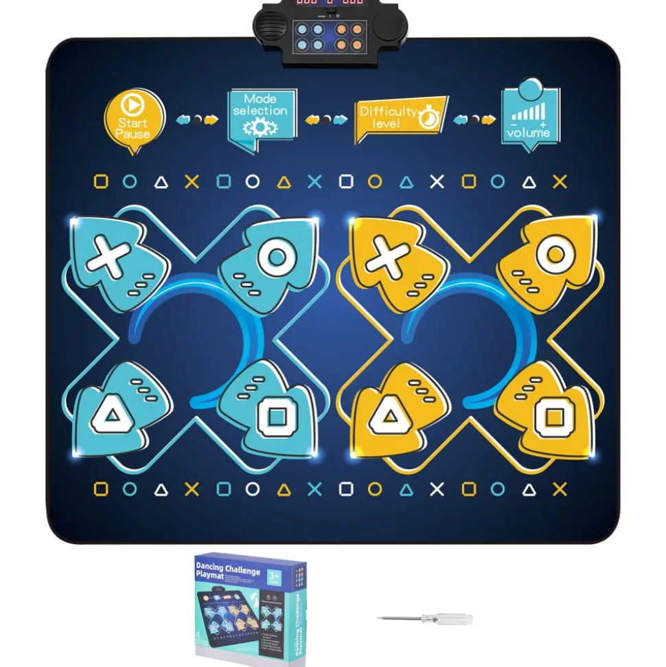 VEVOR Dance Mat, 8-Button Dance Mixer Rhythm Step Play Mat, Electronic Dance Pad with Single/Two Player Modes, Adjustable Volume, Built-in Music, 8 Challenge Levels, Toys Gifts for 3+ Year Old Girls