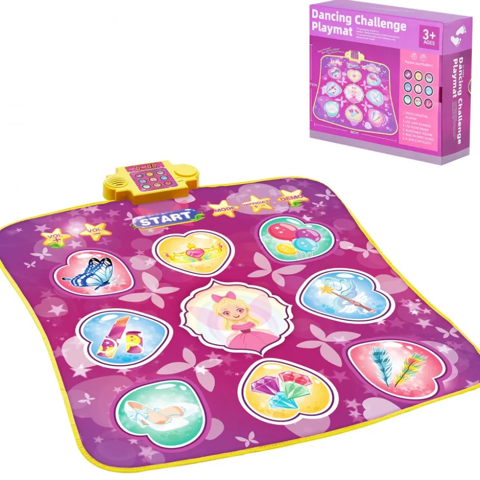 VEVOR Dance Mat, 9-Button Dance Mixer Rhythm Step Play Mat, Electronic Dance Pad with 3 Game Modes, Adjustable Volume, Built-in Music, 8 Challenge Levels, Birthday Toys Gifts for 3+ Year Old Girls