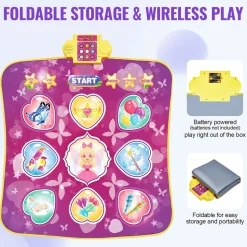 VEVOR Dance Mat, 9-Button Dance Mixer Rhythm Step Play Mat, Electronic Dance Pad with 3 Game Modes, Adjustable Volume, Built-in Music, 8 Challenge Levels, Birthday Toys Gifts for 3+ Year Old Girls
