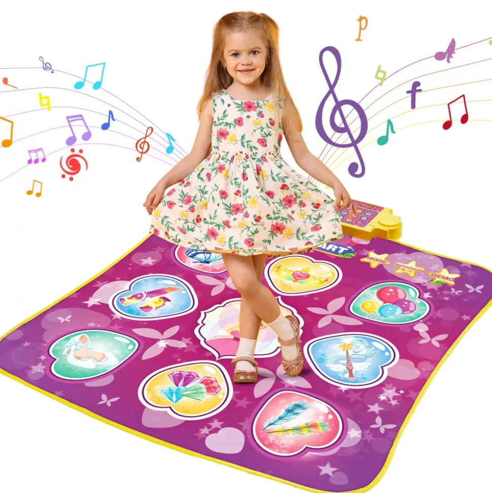 VEVOR Dance Mat, 9-Button Dance Mixer Rhythm Step Play Mat, Electronic Dance Pad with 3 Game Modes, Adjustable Volume, Built-in Music, 8 Challenge Levels, Birthday Toys Gifts for 3+ Year Old Girls