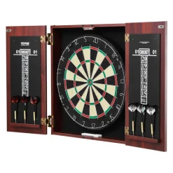 VEVOR Dartboard and Cabinet Set, Ready-to-Play Bundle Official Size Dartboard Cabinet, Steel Tip Dart Hideaway Cabinet, Features Easy Assembly, Complete with All Accessories, Perfect for Cricket Games