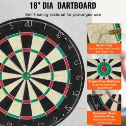 VEVOR Dartboard and Cabinet Set, Ready-to-Play Bundle Official Size Dartboard Cabinet, Steel Tip Dart Hideaway Cabinet, Features Easy Assembly, Complete with All Accessories, Perfect for Cricket Games