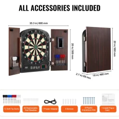 VEVOR Dartboard and Cabinet Set, Ready-to-Play Bundle Dartboard Cabinet Set, Hideaway Cabinet Features Electronic Scoring, Easy Assembly, Complete with All Accessories, Perfect for Cricket Games