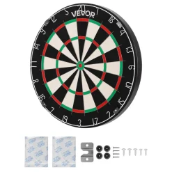 VEVOR Dart Board, High-Grade Self-Healing Sisal Fiber Dartboard with Staple-Free Bullseye, Blade Wire & Rotating Number Ring, 17.7