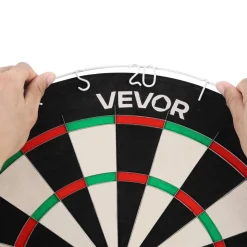 VEVOR Dart Board, High-Grade Self-Healing Sisal Fiber Dartboard with Staple-Free Bullseye, Blade Wire & Rotating Number Ring, 17.7