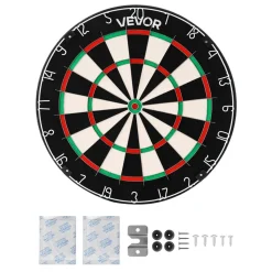 VEVOR Dart Board, High-Grade Self-Healing Sisal Fiber Dartboard with Staple-Free Bullseye, Blade Wire & Rotating Number Ring, 17.7